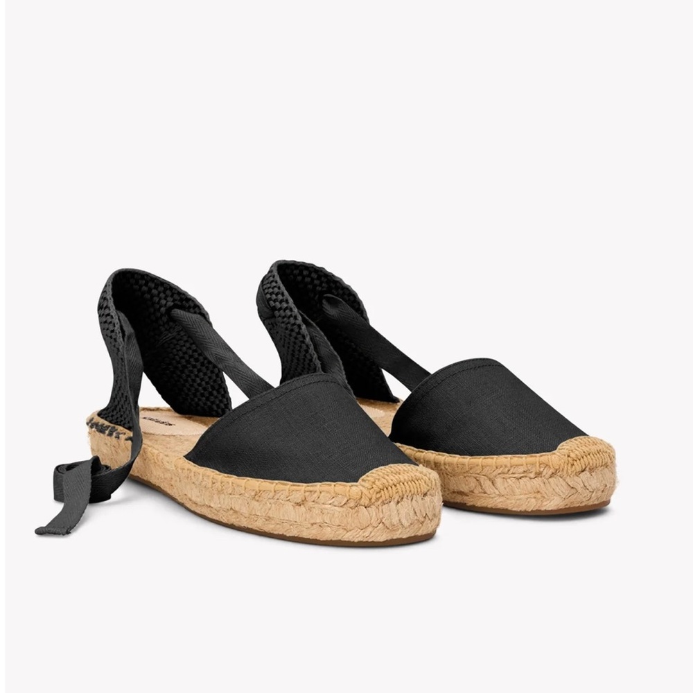NEW in Box - Soludos Black Lace Up Espadrille Flats Woman’s Sz 8